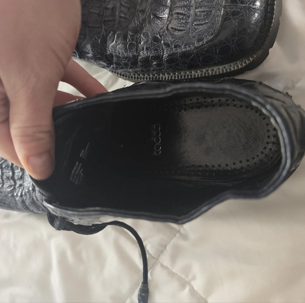 Los Altos Genuine Navy Blue Caiman Belly Ankle Boot